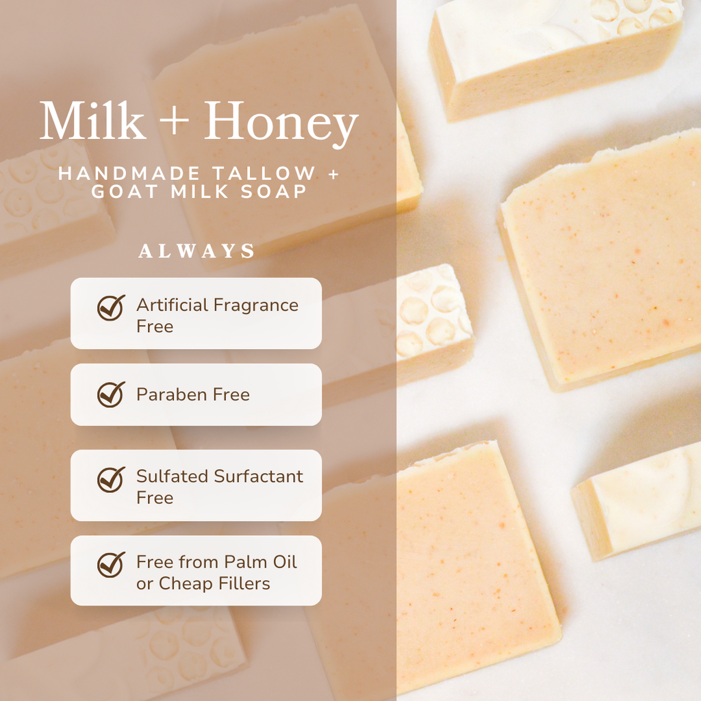 Handmade Milk, Honey, Tallow, and Goat Milk Bar Soap