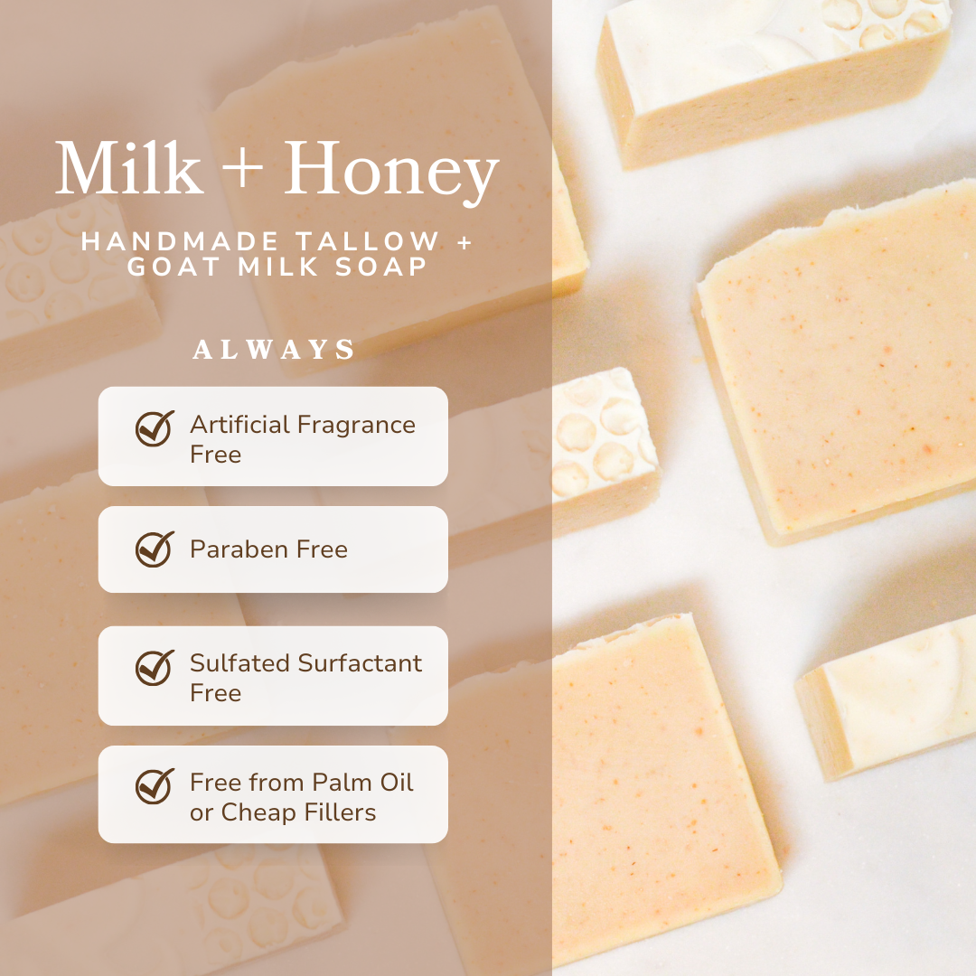 Handmade Milk, Honey, Tallow, and Goat Milk Bar Soap