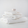 White Linen Cotton Honeycomb Waffle Towel