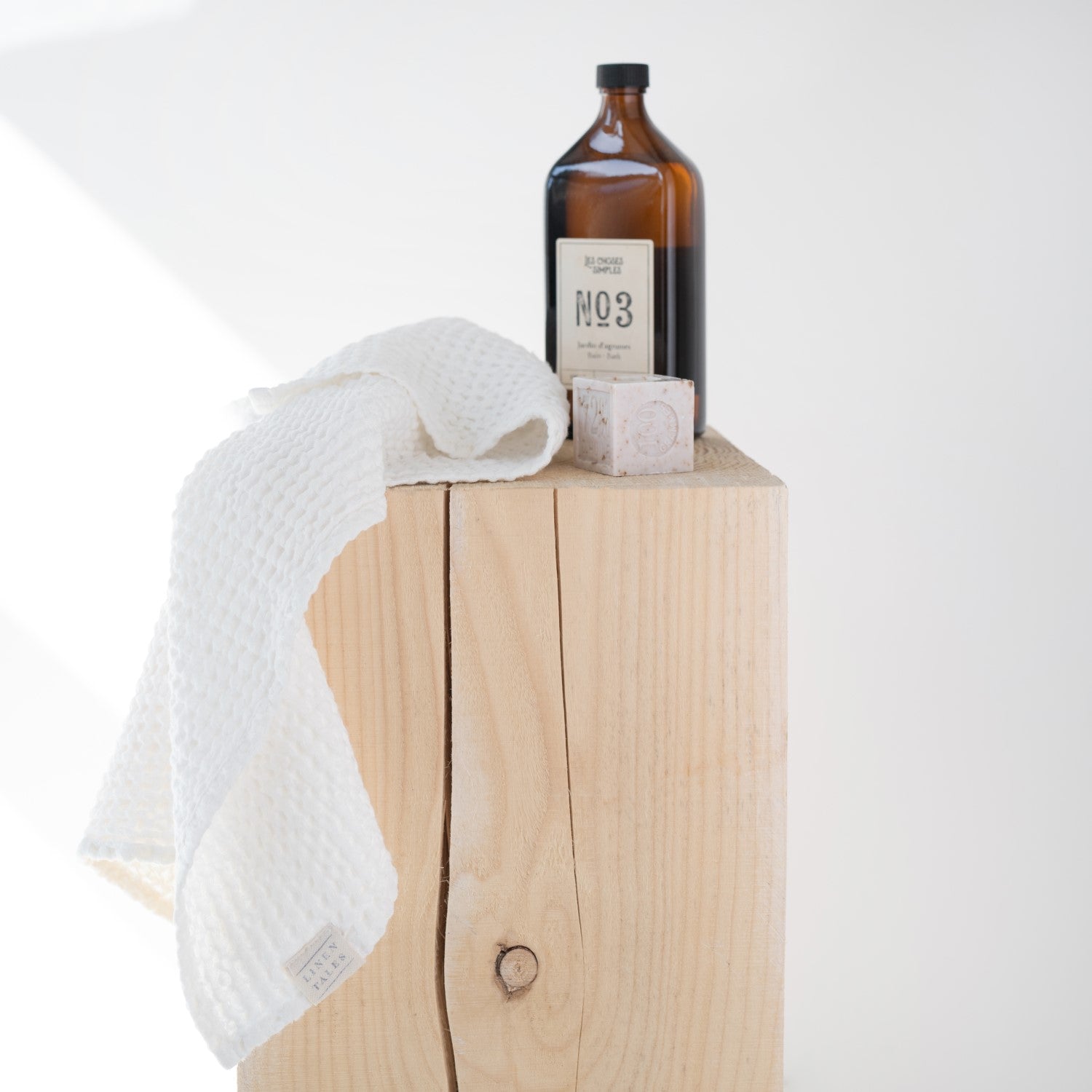 White Linen Cotton Honeycomb Waffle Towel