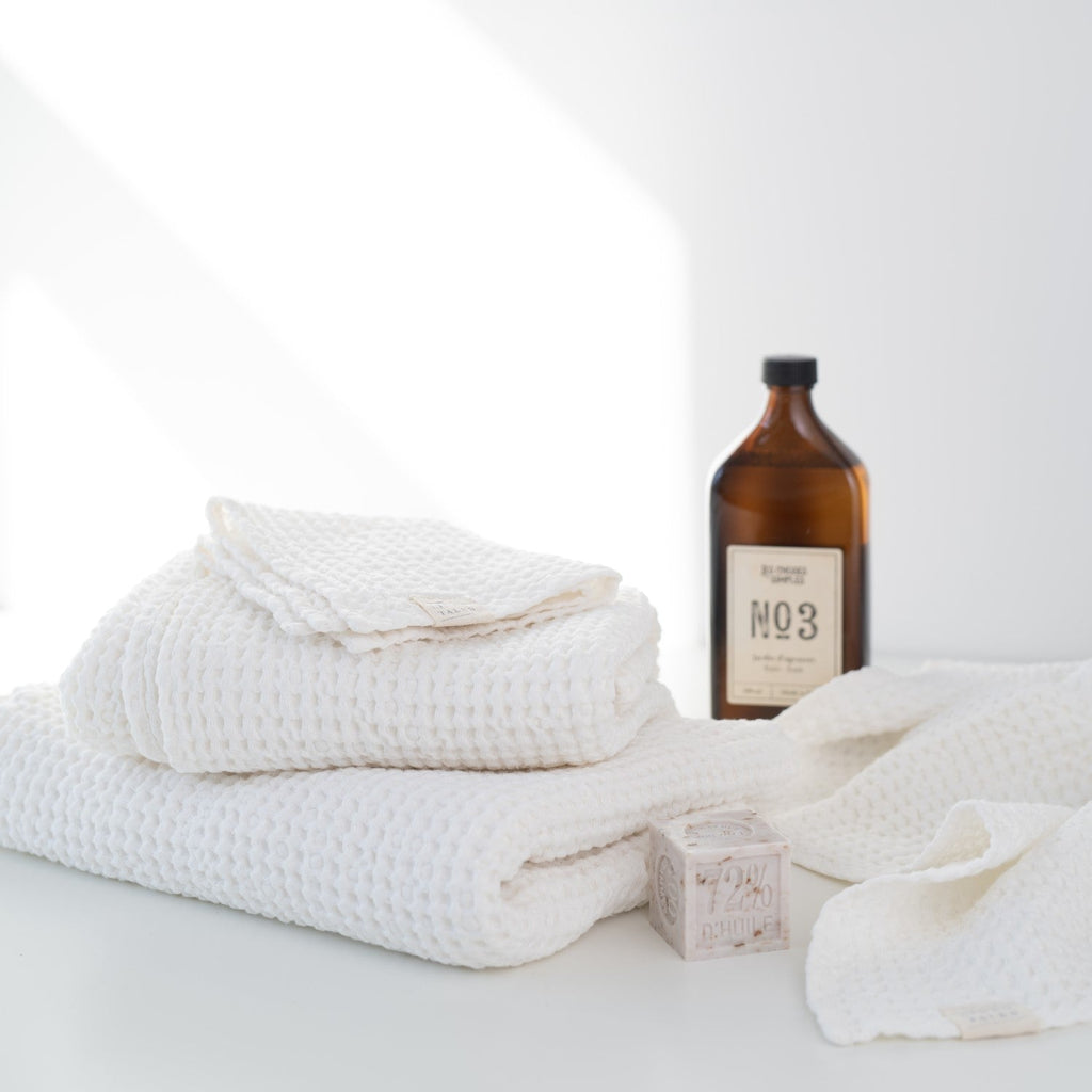White Linen Cotton Honeycomb Waffle Towel