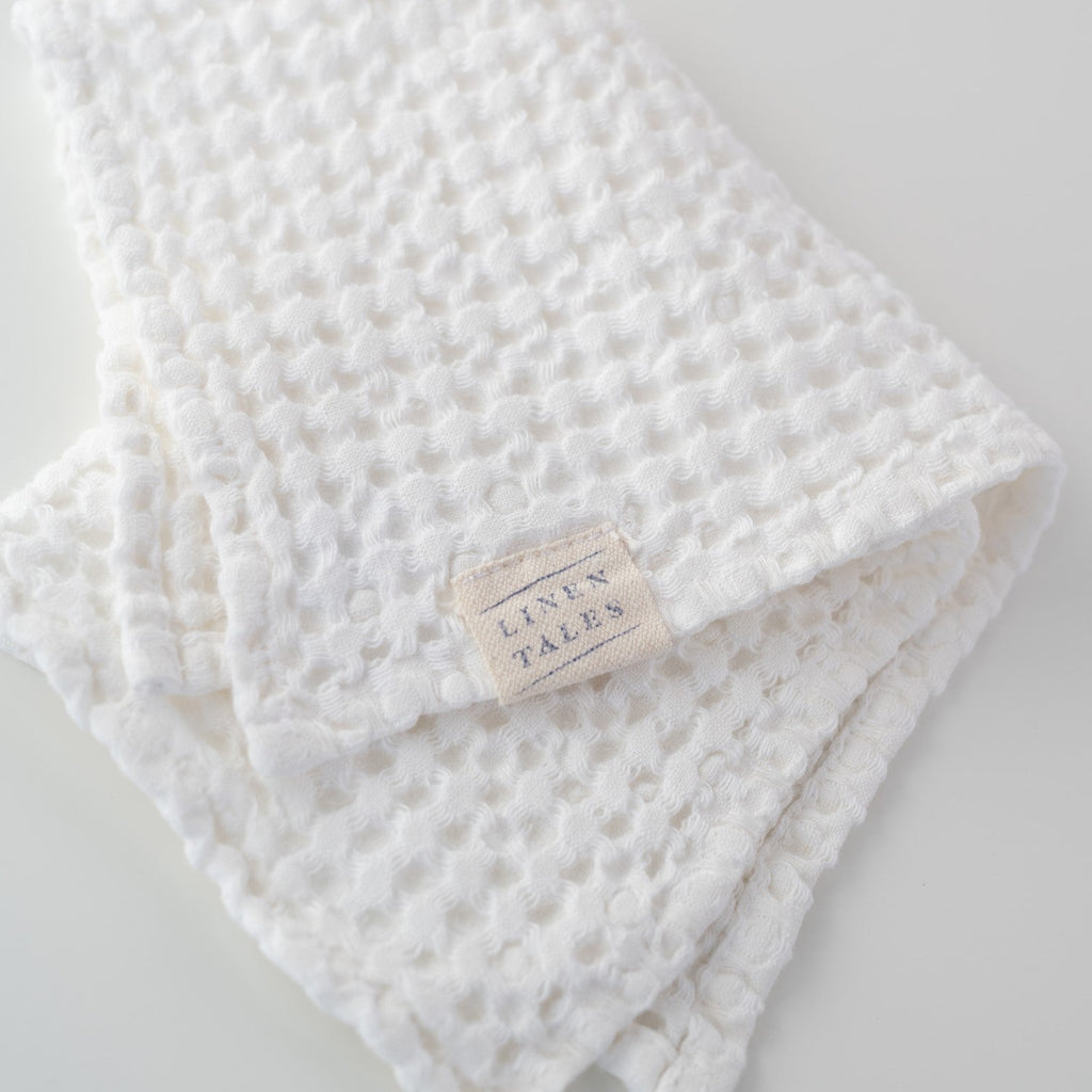 White Linen Cotton Honeycomb Waffle Towel
