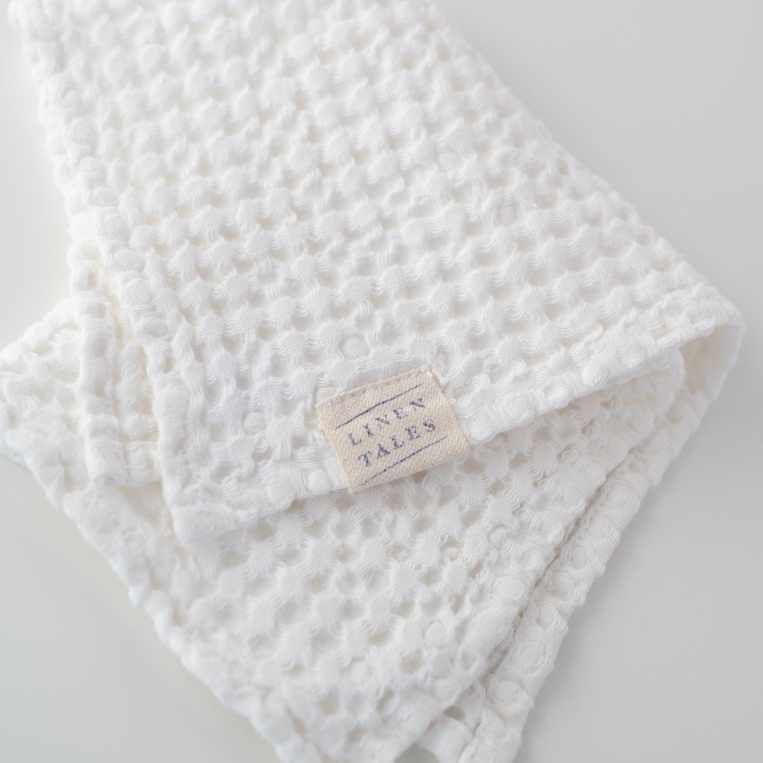 White Linen Cotton Honeycomb Waffle Towel